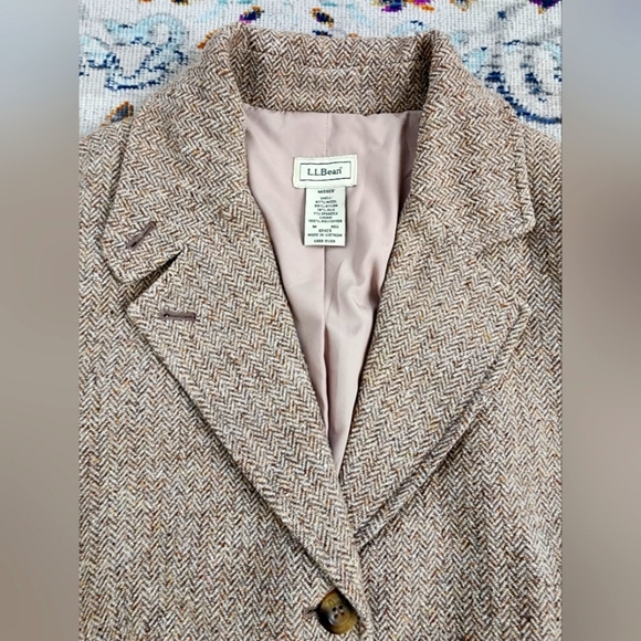 L.L. Bean, Womens Brown Tweed Lined Soft Warm Tailor Fit Blazer Jacket, s… - Picture 7 of 16